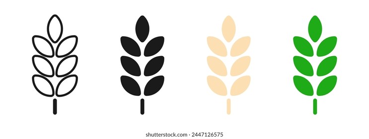 Wheat icon. Simple grain or cereal symbol. Rye, harvest or gluten vector illustration. Agriculture plant isolated icon set.