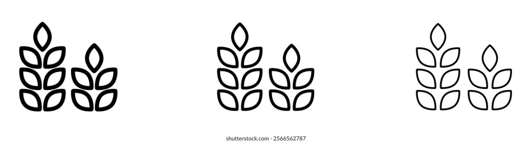 Wheat icon in tree different line stroke sizes.