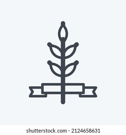 Wheat Icon in trendy line style isolated on soft blue background