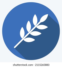 Wheat Icon in trendy long shadow style isolated on soft blue background