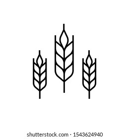 Wheat icon vector. Line wheat symbol illustration for organic eco business, bakery. Isolated on white background