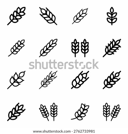 Wheat Icons Collection Isolated on White Background
