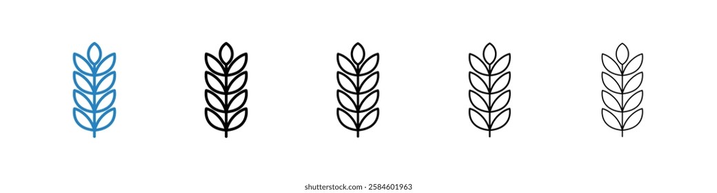 Wheat icons in five different stroke sizes