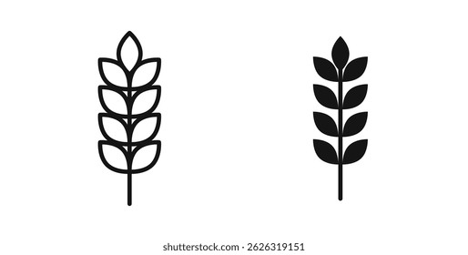 Wheat icons in flat solid and thin line style
