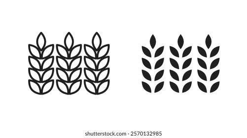 Wheat icons in line stroke and flat versions