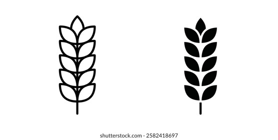 Wheat icons pack vectors in black flat and strokes