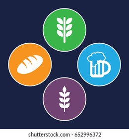 Wheat icons set. set of 4 wheat filled icons such as wheat, bread