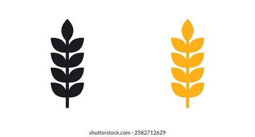 Wheat icons set vectors black and colored style