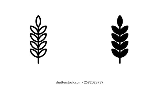 Wheat icons. stroke line and black solid icons