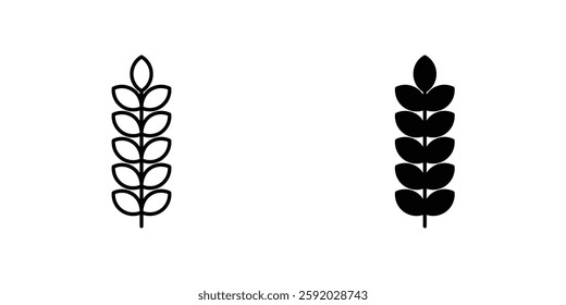 Wheat icons. stroke line and black solid icons