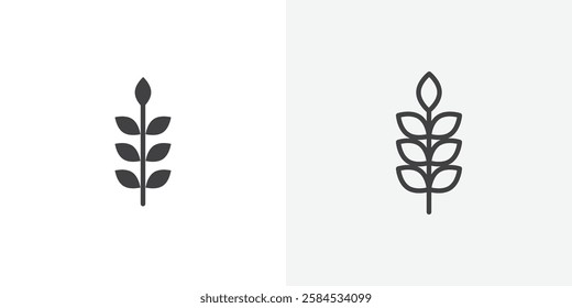 Wheat icons vectors illustrations in black fill and liner versions