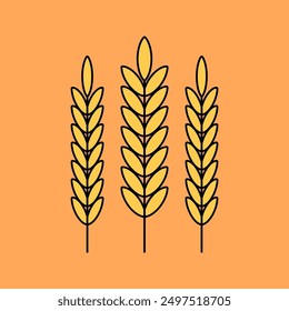 Estilo plano del diseño de la ilustración del trigo aislado en fondo anaranjado