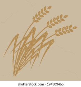 Wheat illustration on the brown grunge background