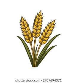 Wheat illustration vector art, perfect for agriculture designs, farm branding, organic food labels, harvest posters, bakery graphics, and eco-friendly or natural product projects.