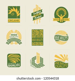 Wheat labels and badges. Vector elements for design.