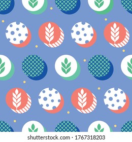 Wheat and leaf Graphic Polka Dot pattern with Minimal Style, Seamless pattern 