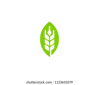 Wheat Leaf Icon Logo Design Element