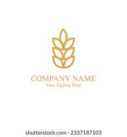 wheat leaf logo. logo for food business. simple logo