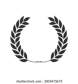 Wheat leaves drawing. Symbol element. Prosperity logo. Plant foliage vector illustration. Black and white flat color.