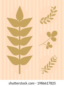 wheat and leaves icon set