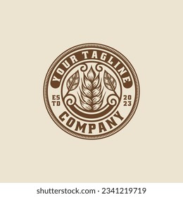 Wheat with Leaves Logo Vector