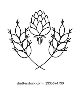 wheat leaves and pinecone isolated icon