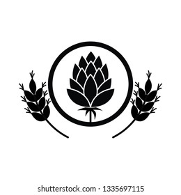 wheat leaves and pinecone isolated icon
