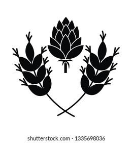 wheat leaves and pinecone isolated icon