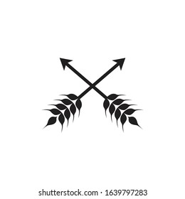 wheat leaves wit arrow vector illustration