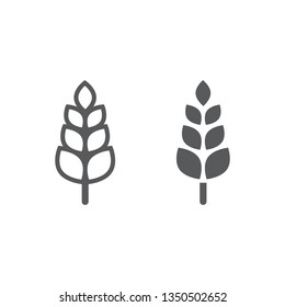 Wheat line and glyph icon, agriculture and farm, grain sign, vector graphics, a linear pattern on a white background, eps 10.
