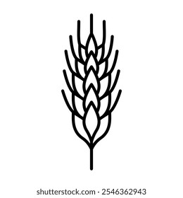 Wheat, line icon. Bread, nutrition, gluten, carbs or agriculture. Spike of wheat, linear illustration of cereals plant. Editable stroke, thin line, simplicity style. 