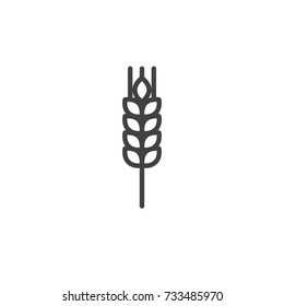 Wheat line icon, outline vector sign, linear style pictogram isolated on white. Symbol, logo illustration. Editable stroke