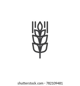 Wheat line icon, outline vector sign, linear style pictogram isolated on white. Oat symbol, logo illustration. Editable stroke