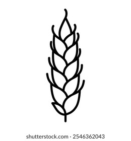 Wheat, line icon. Spike of wheat, linear illustration of cereals plant. Bread, nutrition, gluten, carbs or agriculture. Editable stroke, thin line, simplicity style. 