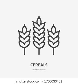 Wheat line icon, vector pictogram of cereals. Organic grain illustration, sign for bakery.