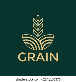wheat line icon vector simple logo design, wheat badge label, wheat modern logo