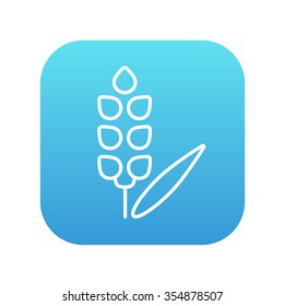 Icono de línea de trigo para web, móvil e infografía. Icono de blanco vector en el cuadrado de gradiente azul con esquinas redondeadas aisladas en fondo blanco.