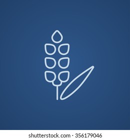 Wheat line icon for web, mobile and infographics. Vector light blue icon isolated on blue background.