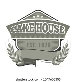Wheat Logo badge label with old vintage design. Flat style vector illustration.