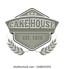 Wheat Logo badge label with old vintage design. Flat style vector illustration.