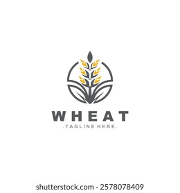 Wheat logo concept, agriculture nature wheat grain logo template