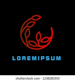 wheat logo with deep philosophy for technology or business startup company. wheat has mean innovation, technology, nature, vision, farm and agriculture
