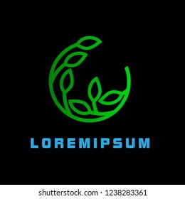 wheat logo with deep philosophy for technology or business startup company. wheat has mean innovation, technology, nature, vision, farm and agriculture