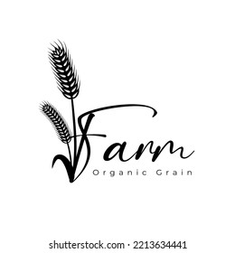 Wheat logo design in abstract style, organic sign symbol.