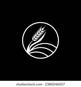 Wheat Logo Design. Black and White Logo. Usable for Business Logos. Flat Vector Logo Design Template