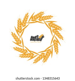 Wheat logo design with circle or round shape geometrical style. Flat design vector illustration.