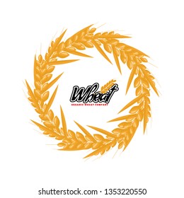 Wheat logo design with circle or round shape geometrical style. Flat design vector illustration.