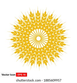 Wheat Logo Design Wheat Circle Or Round Shape Geometrical Style. Vector Illustration