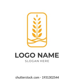 wheat logo design flat yellow color style