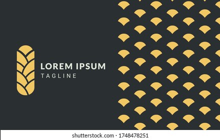 Wheat logo design including seamless pattern. Vector logo template for companies branding